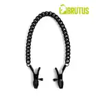 Brutus - Crocodile. Czarne zaciski na sutki z regulowanym naciskiem i wytrzymałym łańcuchem dla pasjonatów BDSM!