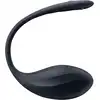 Satisfyer - Ribbed Petal Connect App Black. Czarne wibrujące jajeczko na pilota i aplikację, intensywna stymulacja punktu G