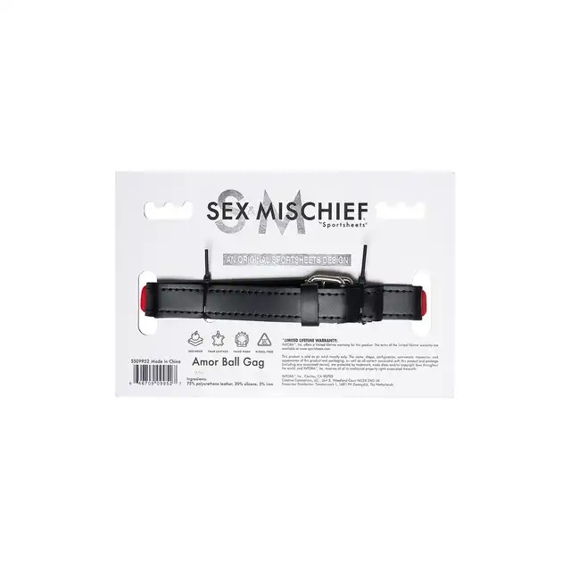 Sportsheets - SM Amour Ball Gag Red. Oddychający knebel kulkowy w kształcie serca dla miłośników BDSM