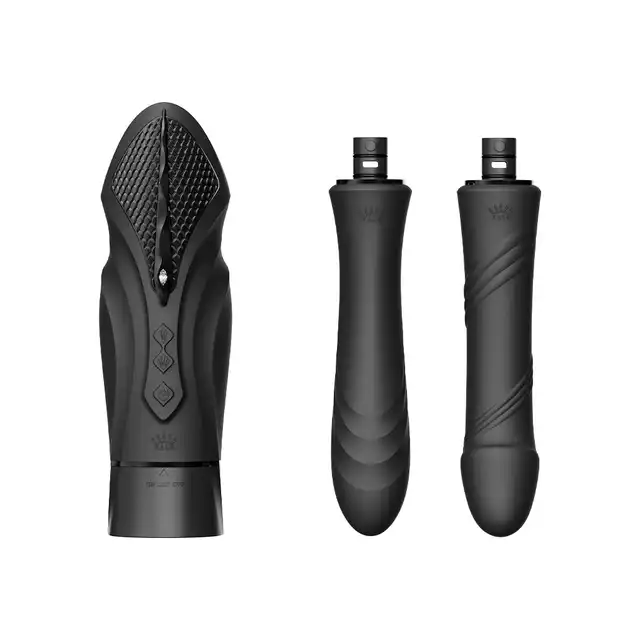 Zalo - Sesh Black. Ruchomy wibrator podgrzewany, z wymiennymi końcówkami i pilotem, inspirowany egipską wężową boginią