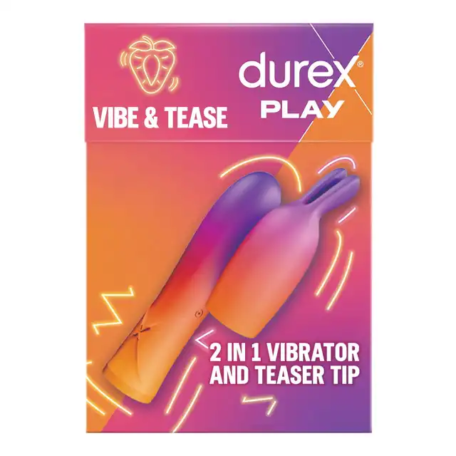 Durex Play - Vibe &amp; Tease. Wibrator z nakładką w kształcie uszu królika, intensywne i skoncentrowane wibracje dla pełnej satysfakcji