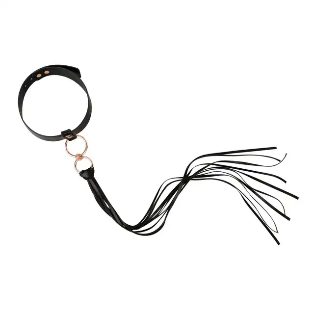 Rosy Gold - Collar with Flogger. Stylowe i funkcjonalny dodatek do zmysłowych zabaw.