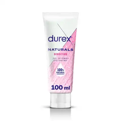Durex - Naturals Sensitive 100ml. Lubrykant intymny na bazie wody z dodatkiem aloesu, długotrwały efekt nawilżający