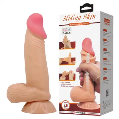 Pretty Love - Sliding Skin 7,6". Realistyczne dildo z ruchomą skórą, mocną przyssawką i żyłkowatym trzonem