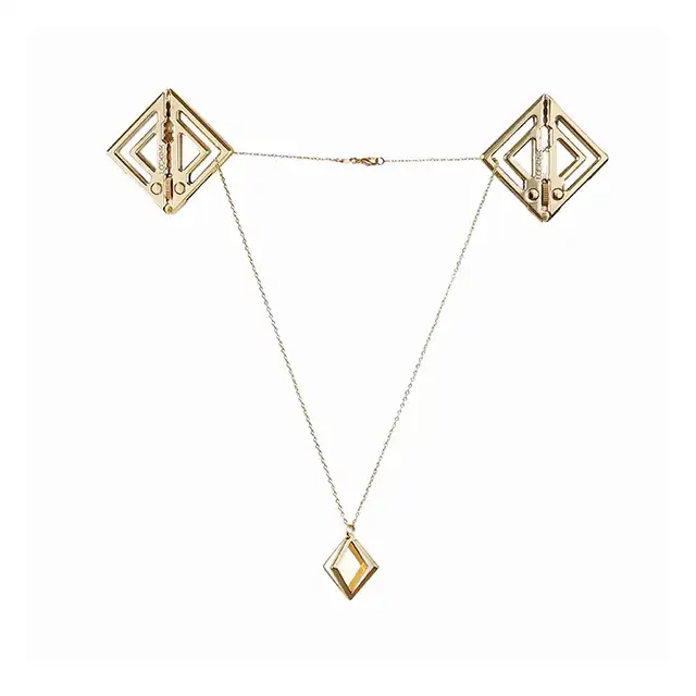 LOCKINK - Adjustable Nipple Clamps with Light Pendant Gold. Regulowane zaciski na sutki z zawieszką pięknie odbijającą światło