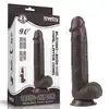 LoveToy - Sliding Skin Dual Layer Dong 9inch Brown. Realistyczne dildo z dwuwarstwowego TPE, wyposażone w technologię przesuwanej skóry i mocną przyssawkę