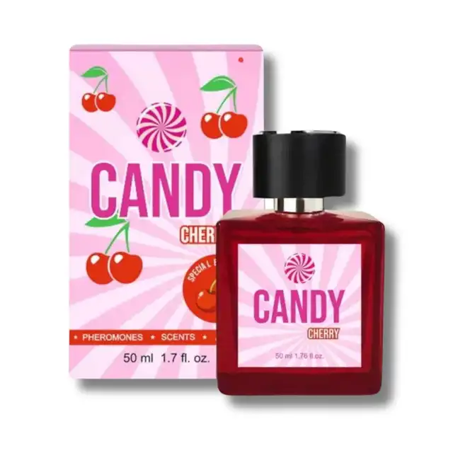 Candy - Cherry Pherolove 50ml. Damskie feromony o energetyzującym zapachu, nuty wiśni, pianek marshmallow i drzewa sandałowego