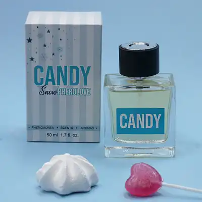 Candy - Snow Pherolove 50ml. Damskie feromony o otulającym zapachu, nuty jaśminu, drzewne i piżmo