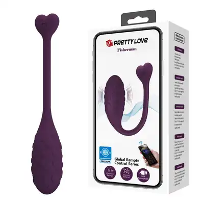 Pretty Love - Fisherman Purple. Wibrujące jajeczko na aplikację ze stymulującym wzorem serduszek