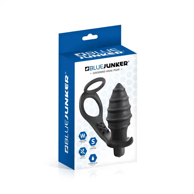 Blue Junker - Cockring And Anal Plug. Plug analny, stymulator prostaty i ring na penisa w jednym! Poznaj potrójną formę rozkoszy