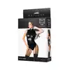 Glossy - Wetlook body Adriana. Czarne body w rozmiarze S z wysokim kołnierzem i zapinkami do pończoch
