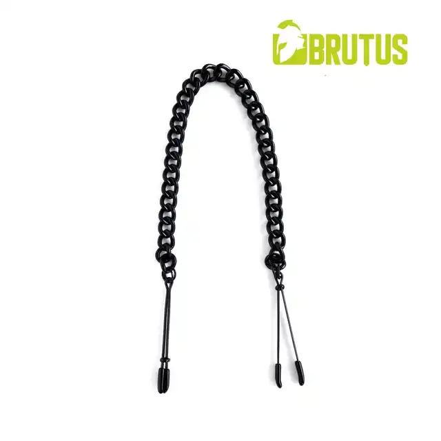 Brutus - Tweezer Nipple Clamps Black. Czarne metalowe zaciski na sutki, wytrzymałe akcesorium BDSM z regulowanym naciskiem, które
