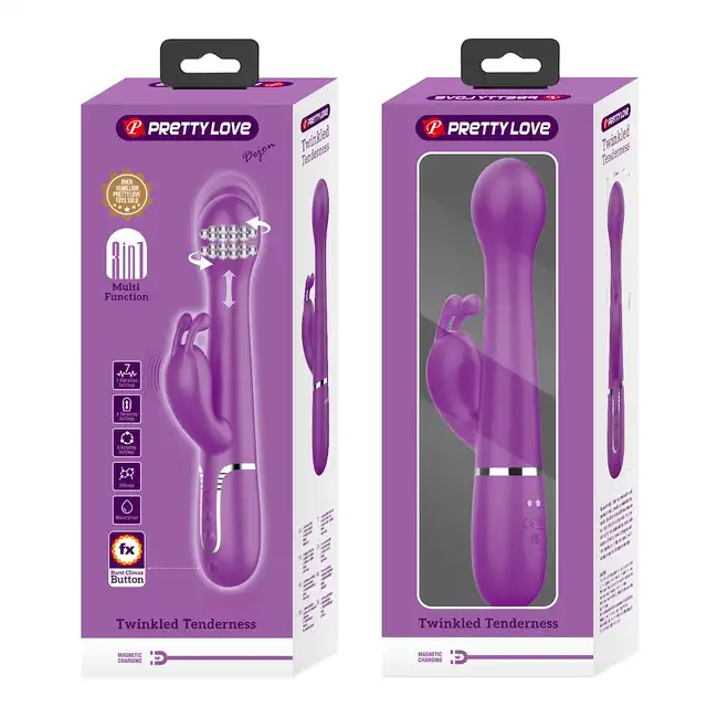 Pretty Love - Dejon Purple. Ruchomy wibrator z obrotowymi kulkami, stymulator łechtaczki i okrągła główka z ruchem posuwistym
