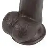 LoveToy - Sliding Skin Dual Layer Dong 9inch Brown. Realistyczne dildo z dwuwarstwowego TPE, wyposażone w technologię przesuwanej skóry i mocną przyssawkę