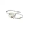 Blaze - Elite Collar And Lash White. Elegancki biały zestaw obroży i smyczy z regulowaną obrożą i złotymi detalami, idealny do stylowych zabaw BDSM