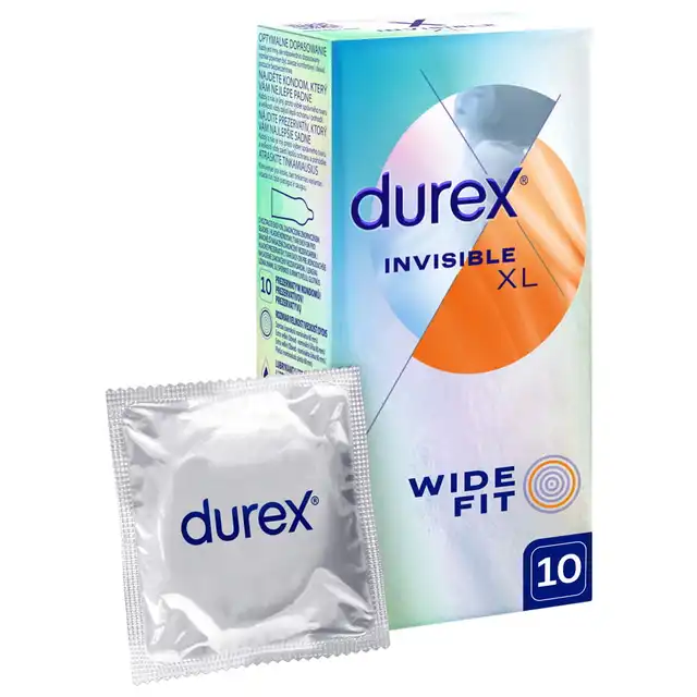 Durex - Invisible Extra Large 10szt. Ultra cienkie prezerwatywy o powiększonej średnicy, dla bliższego kontaktu z partnerem