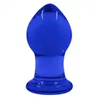 Cristal - Small Glass Plug Blue. Niebieski korek z borokrzemowego szkła, idealny do zabaw temperaturowych