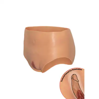 Hidden Desire - Alter Ego Open Vagina Brief High Waist. Silikonowe majtki z wysokim stanem, z otwartą i realistyczną pochwą i tunelem penetracyjnym