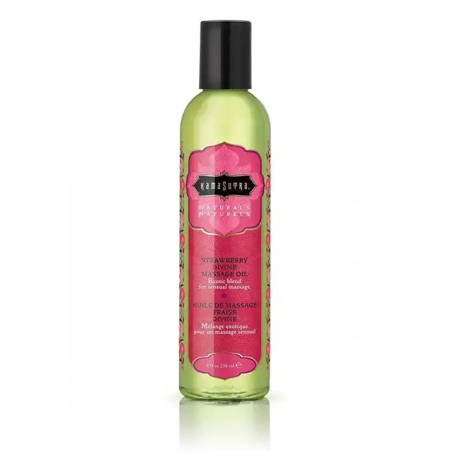 Kamasutra Naturals - Strawberry 59 ml. Naturalny olejek do masażu o zapachu truskawki. Doskonale nawilża skórę. 