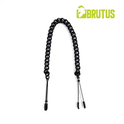 Brutus - Tweezer Nipple Clamps Black. Czarne metalowe zaciski na sutki, wytrzymałe akcesorium BDSM z regulowanym naciskiem, które