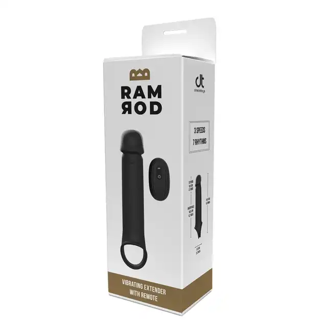 DreamToys - Ramrod Vibrating Extender With Remote. Wibrująca przedłużka na penisa, która łączy dodatkową długość z ekscytującymi wibracjami