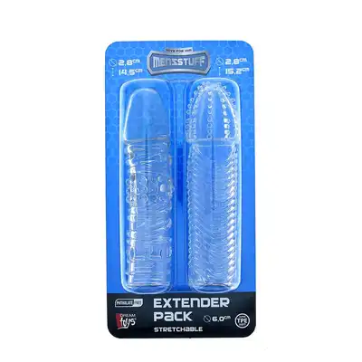Menzstuff - Penis Extender Pack Clear. Zestaw dwóch przezroczystych przedłużek na penisa ze stymulującymi wypustkami