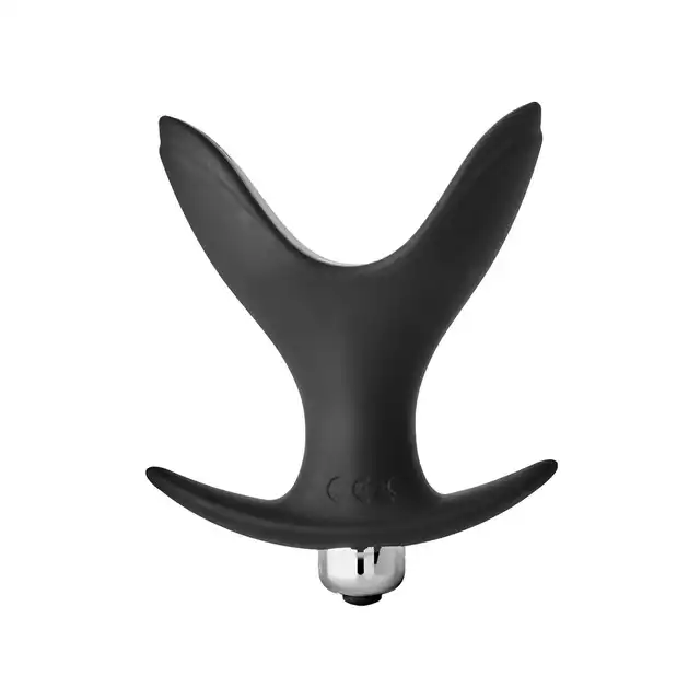 DreamToys - Vibrating Anal Anchor Plug Black. Rozszerzalny silikonowy korek analny z wibrującym pociskiem z 10 trybami wibracji