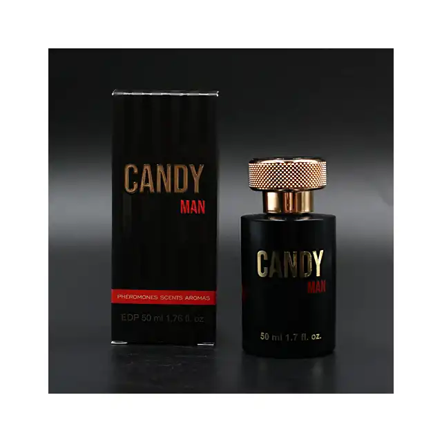 Candy - Man 50ml. Męskie perfumy z feromonami o mocnym i stanowczym zapachu, nuty bergamotki, kokosa i tonka