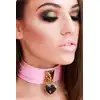 Kinky Diva - Heart Lock &amp; Key Collar Pink/Gold. Słodka różowa obroża ze złotymi elementami, symbol oddania z odrobiną elegancji