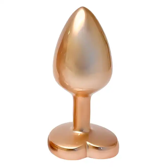 Dream Toys - Gleaming Love Pearl Gold Plug Small. Złoty elegancki korek analny o niedużym rozmiarze z kryształkiem w kształcie serca