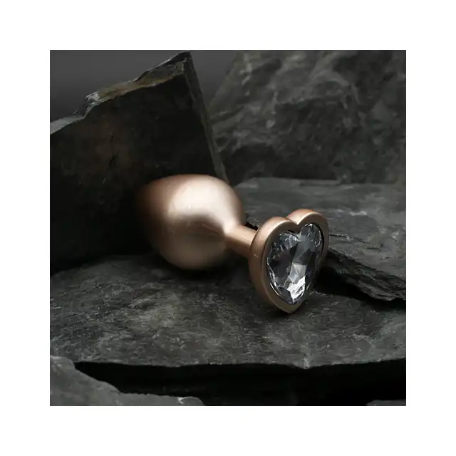 Dream Toys - Gleaming Love Pearl Gold Plug Medium. Złoty elegancki korek analny z kryształkiem w kształcie serca