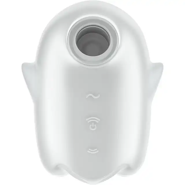 Satisfyer - Glowing Ghost White. Wibrator ze stymulującymi falami ciśnienia i intensywnymi wibracjami, wykonany z miękkiego, świecącego w ciemności silikonu