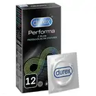 Durex - Performa 12 szt. Prezerwatywy przedłużające stosunek, naturalna guma lateksowa z wydłużoną przyjemnością ze zbliżenia