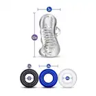 Quickie Kit - Jerk Off Clear. Zestaw masturbacyjny dla mężczyzn, stymulujący masturbator i trzy ringi erekcyjne