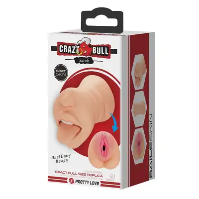 Crazy Bull - Sarah Masturbator. Dwustronny masturbator męski z realistyczną pochwą i ustami z zębami i językiem