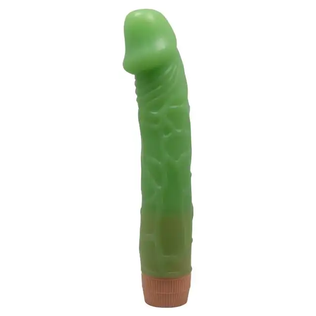 Baile - Bill. Zielony, świecący w ciemności wibrator dildo z realistycznymi wibracjami i żebrowaną podstawą