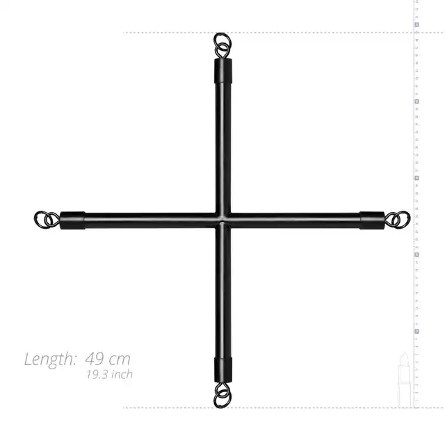 Bedroom Fantasies - Hogtie Cross Bar. Metalowy krzyżak rozporowy kajdankami na ręce i nogi, genialna propozycja na wiele pozycji skrępowania