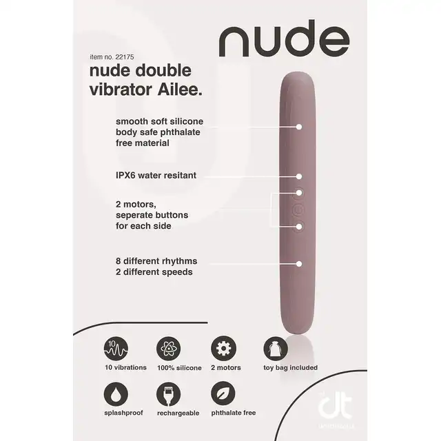 Nude - Ailee. Wszechstronny wibrator o dwóch niezależnych końcówkach wibrujących, idealny solo i w parze