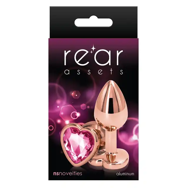 NsNovelties - Rear Assets Rose Gold Heart S Pink. Lekki i elegancki korek analny z różowym kryształkiem w podstawie