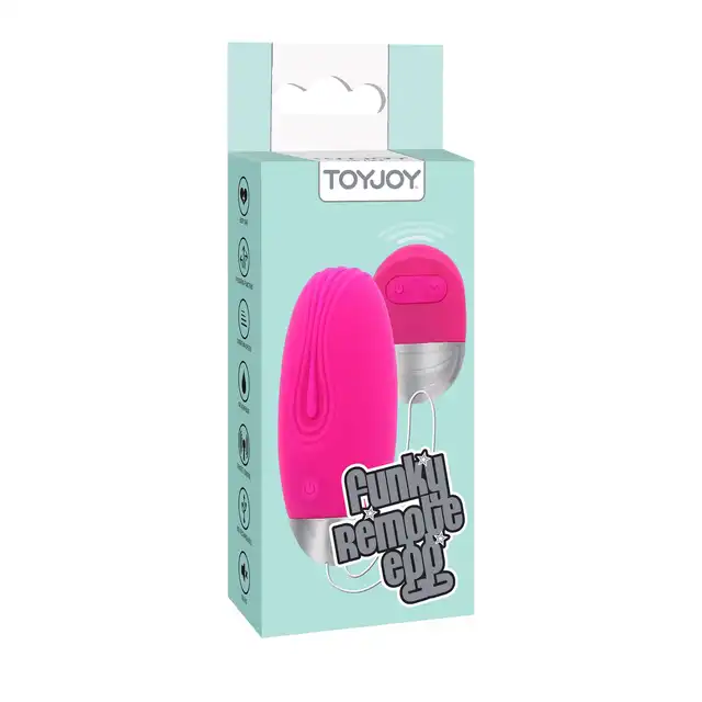 ToyJoy - Funky Remote Egg. Silikonowe jajko wibrujące z wieloma trybami wibracji i pulsacji, wyposażone w pilot do zdalnego sterowania