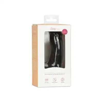 EasyToys - Dildo With Balls 12 cm Black. Realistyczne dildo z wyraźnymi żyłami i zakrzywionym trzonem, idealne do punktu G