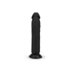 EasyToys - Dildo Without Balls 22.5 cm Black. Długie, czarne dildo z przyssawką, o prostym trzonie i żylastej teksturze