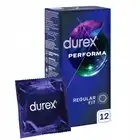 Durex - Performa 12 szt. Prezerwatywy przedłużające stosunek, naturalna guma lateksowa z wydłużoną przyjemnością ze zbliżenia