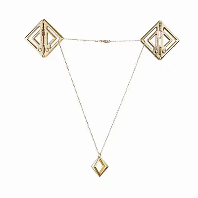 LOCKINK - Adjustable Nipple Clamps with Light Pendant Gold. Regulowane zaciski na sutki z zawieszką pięknie odbijającą światło