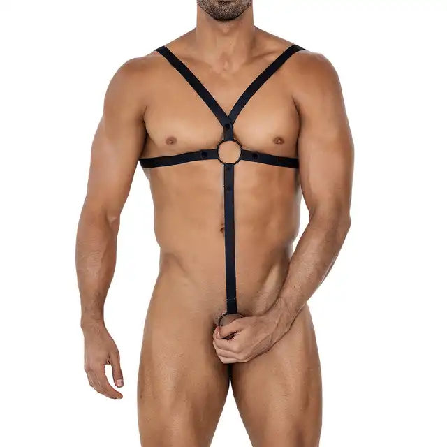 Cut4Men - Harness C-Ring Black. Stylowa i funkcjonalna uprząż dla mężczyzn, zmysłowy dodatek do męskiej garderoby