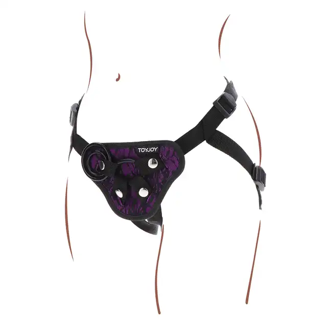 Get Real - Strap-On Lace Harness. Elegancka uprząż z miękką konstrukcją, regulowanymi paskami, trzema silikonowymi pierścieniami 