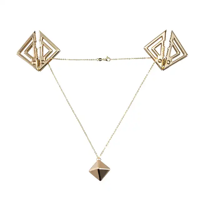 LOCKINK - Adjustable Nipple Clamps with Heavy Pendant Gold. Regulowane zaciski na sutki z ciężką złotą zawieszką, elegancka biżuteria erotyczna
