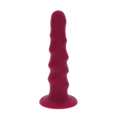 Get Real - Ribbed Dong 6'. Dildo z wypustkami na trzonie i mocną podstawą z przyssawką, wykonany z bezpiecznego silikonu premium