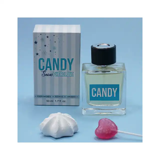 Candy - Snow Pherolove 50ml. Damskie feromony o otulającym zapachu, nuty jaśminu, drzewne i piżmo