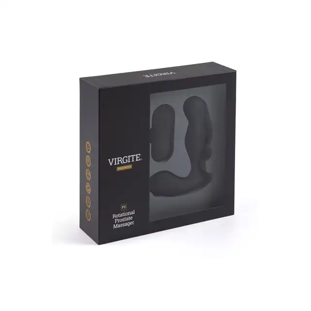 Virgite - Rotating Prostate Massager Silikonowy, czarny masażer prostaty z efektem obrotowym, zdalnie sterowany. Intensywna stymulacja, którą pokochasz!